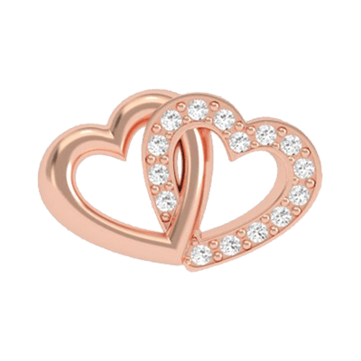 Linked Hearts - Crystal and Plain - Rose-gold 