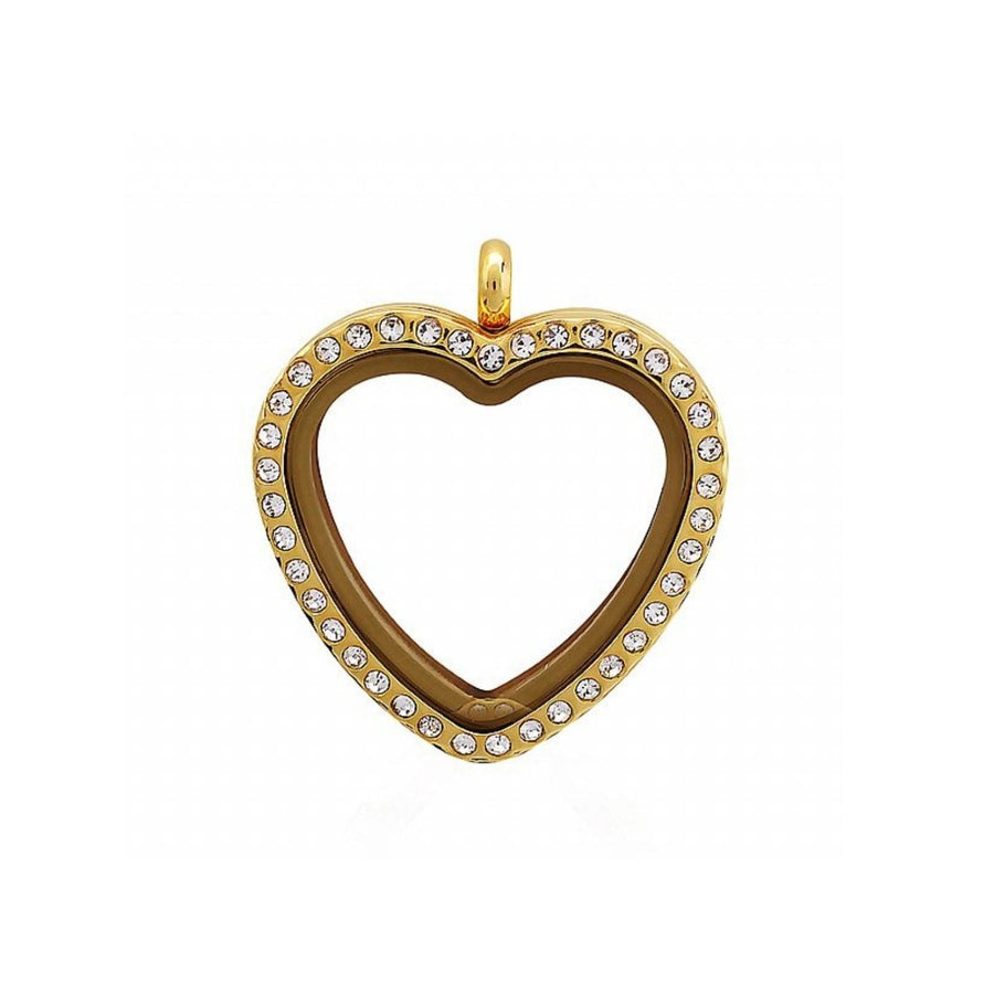 Swarovski Crystals, gold heart locket