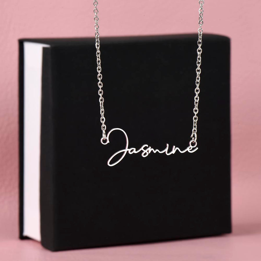 silver name necklace - Standard box
