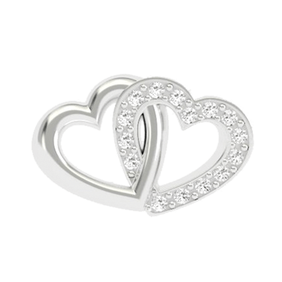 Linked Hearts - Crystal and Plain - Silver 