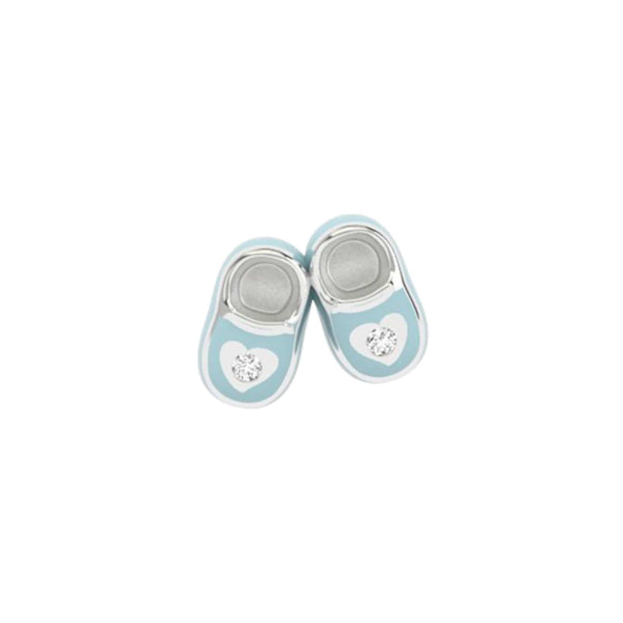Silver Crystal Baby Boots charm 
